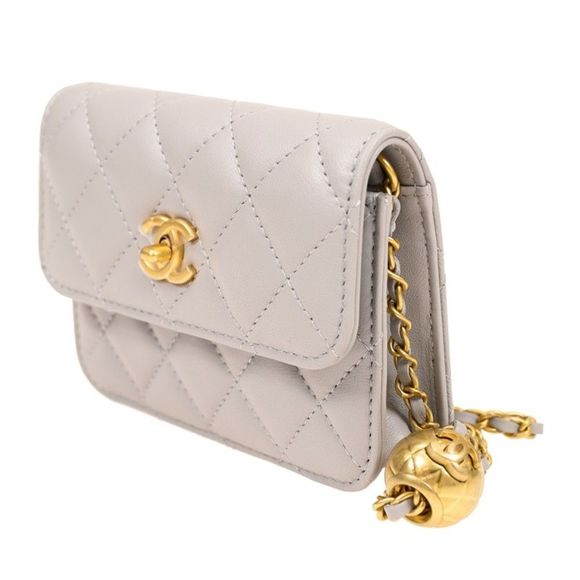 Chanel Chain Shoulder Bag Lambskin Gray - Picture 2 of 6